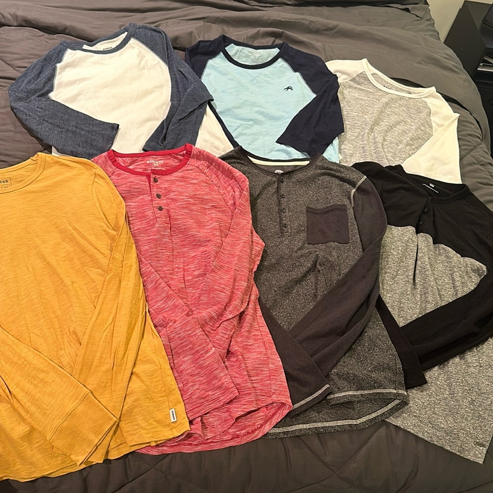 Express Men’s Medium Long Sleeve/ Baseball Tee Lot